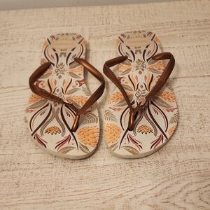 Havianas Floral Sandals with Brown Straps